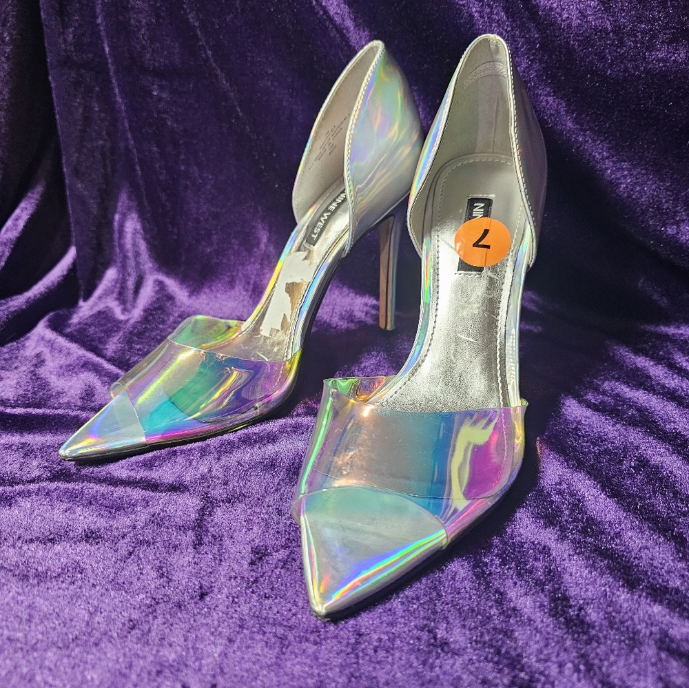 holographic nine west heels